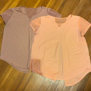 CRZ Yoga Mesh Tie Back Shirt - Peachy/Light Pink/Orange